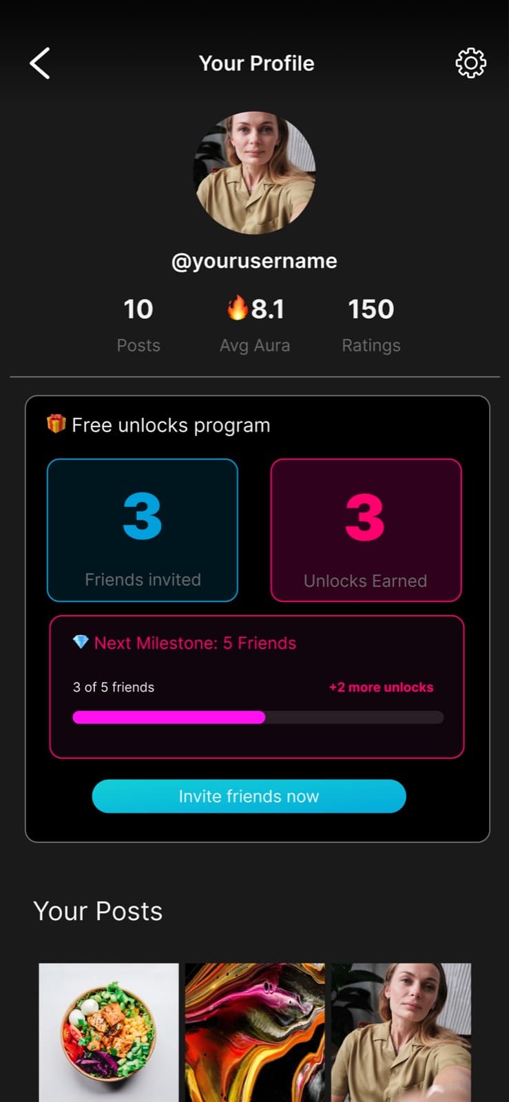 Aura: community results screen