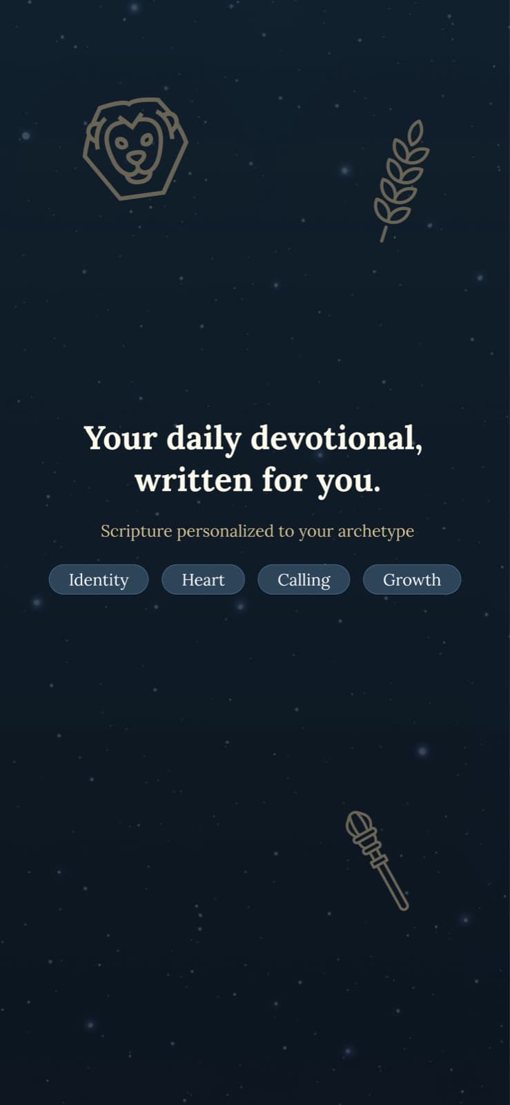 Bible Star: archetype quiz screen