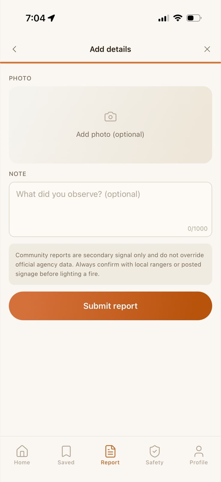 Smart Spark: campsite planning screen
